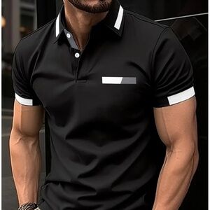 DOLCI LUSSO RAFFINATO: COLOR BLOCK SPORTY LAPEL SHIRT - L NEW